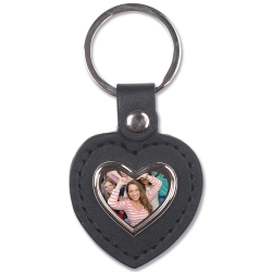 BRELOCZEK SKÓRZANO-METALOWY SERCE ze zdjęciem