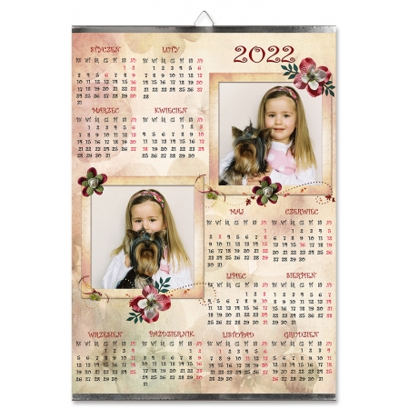 KALENDARZ "KWIATY" A3 jednoplanszowy
