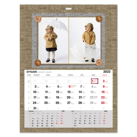 KALENDARZ "PŁÓTNO" ze zdzierakiem