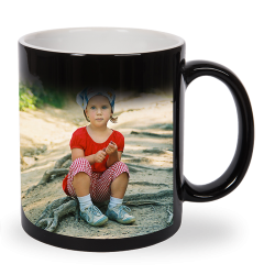 KUBEK MAGICZNY CZARNY, z max. 3 zdjęciami, napisem