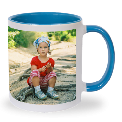 KUBEK NIEBIESKI z max. 3 zdjęciami, napisem