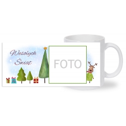 KUBEK BIAŁY ze wzorem świątecznym K047