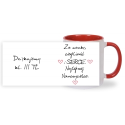 KUBEK CZERWONY ze wzorem K035 "dla nauczycielki"