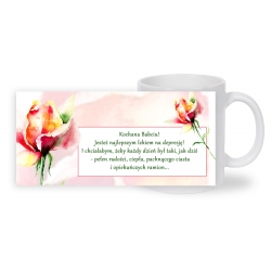 KUBEK BIAŁY ze wzorem K014 "z życzeniami"