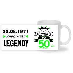 KUBEK BIAŁY ze wzorem K033 "Na 50 urodziny""