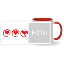 KUBEK CZERWONY ze wzorem K020 "Serduszka"