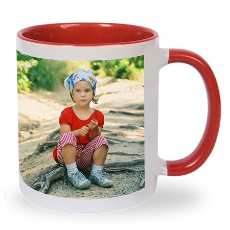 KUBEK CZERWONY z max. 3 zdjęciami, napisem