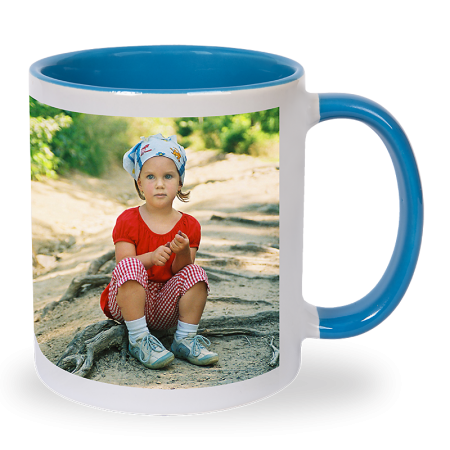 KUBEK NIEBIESKI z max. 3 zdjęciami, napisem