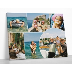 KOLAŻ ZE ZDJĘĆ wg indywidualnego projektu, NA PŁÓTNIE, z max. 6 zdjęciami