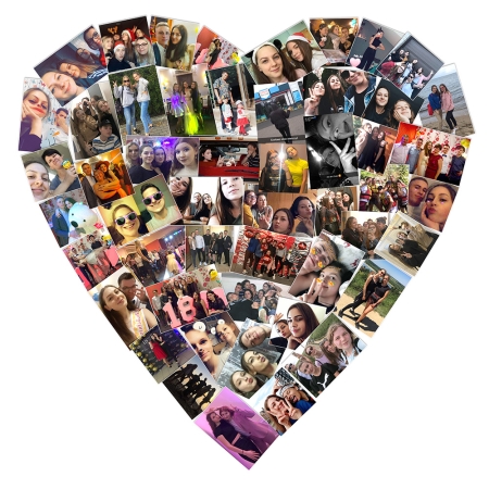 KOLAŻ ZE ZDJĘĆ "serce", NA PAPIERZE FOTOGRAFICZNYM, z 50 zdjęć