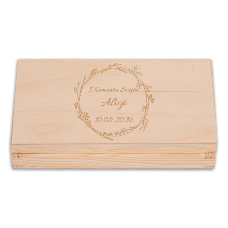 PUDEŁKO NA BANKNOTY, PREZENT 18 x 10 cm wzór K01 z okazjonalnym grawerem i życzeniami